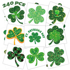 Winthrop glitter shamrock tattoos 240-pack for festive fun