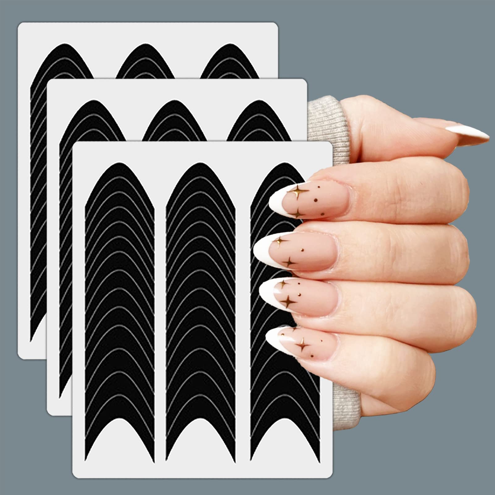 Winthrop half-moon design nail stencils for clean edges.