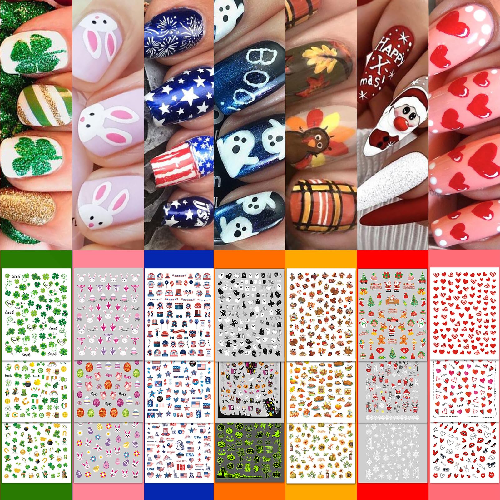 Pegatinas Winthrop con motivos de Pascua para uñas, ideales para un look festivo.