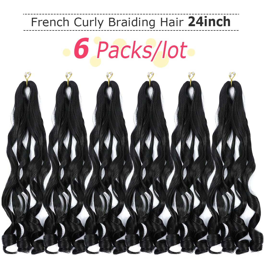 WIPPORYA braiding hair 24 inch loose wave in 1B for versatile styles