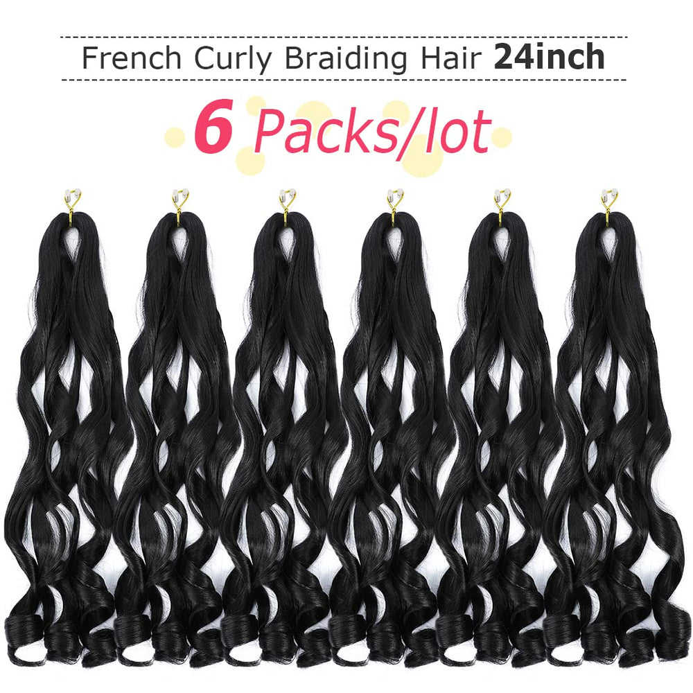 WIPPORYA braiding hair 24 inch loose wave in 1B for versatile styles
