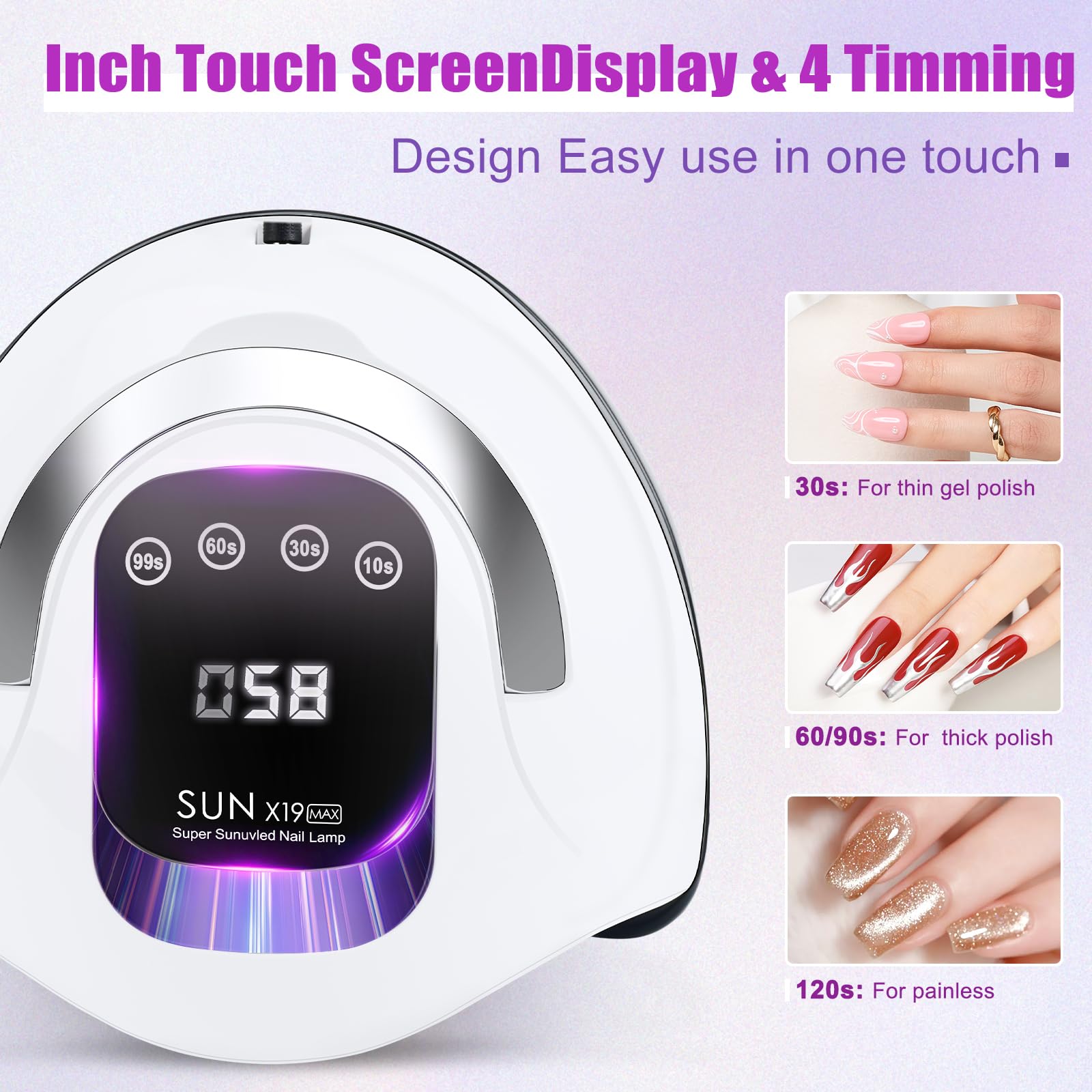 Wisdompark 72-beads nail lamp provides uniform illumination across nails.