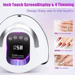 Wisdompark 72-beads nail lamp provides uniform illumination across nails.