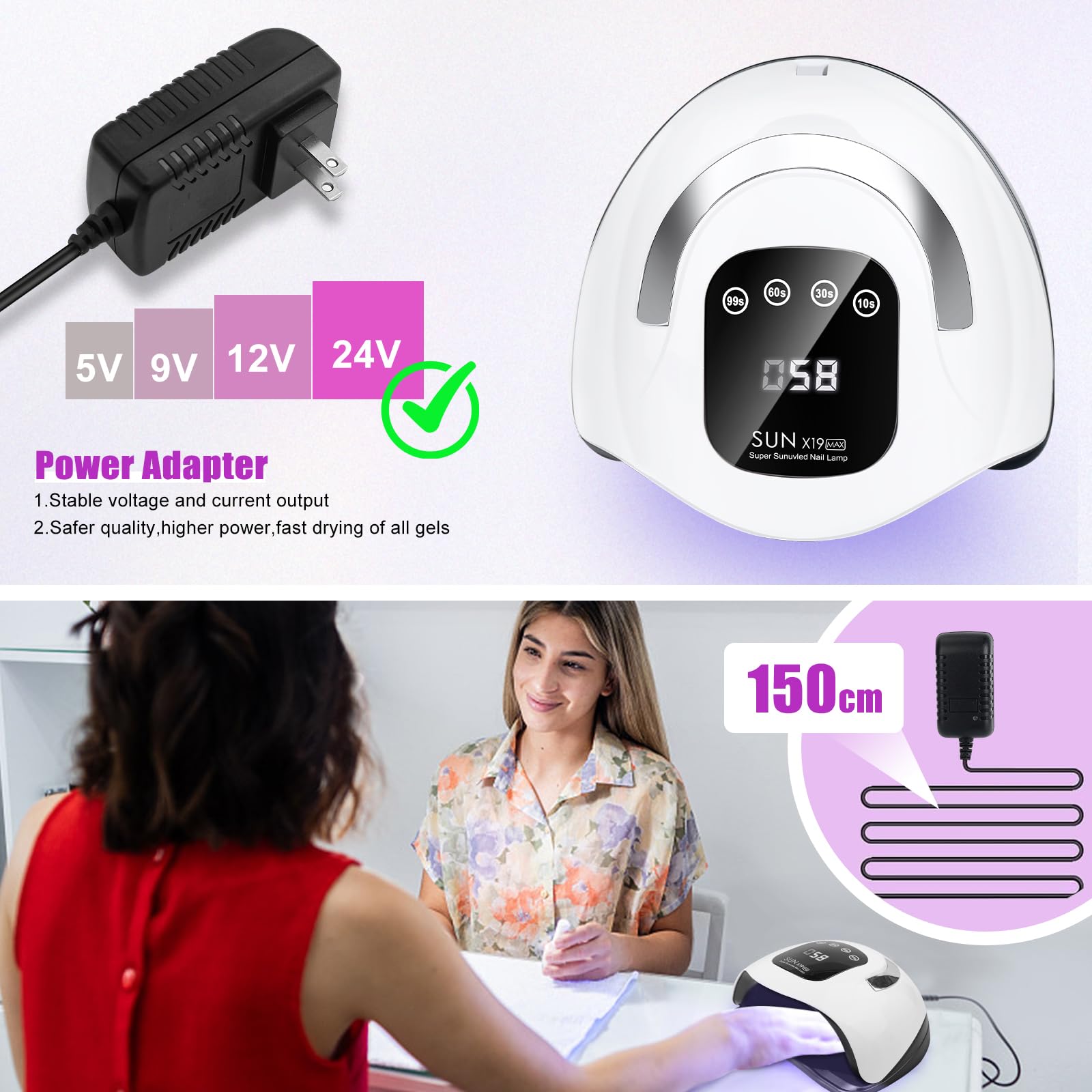 Wisdompark detachable-base nail lamp expands space for hands and feet.