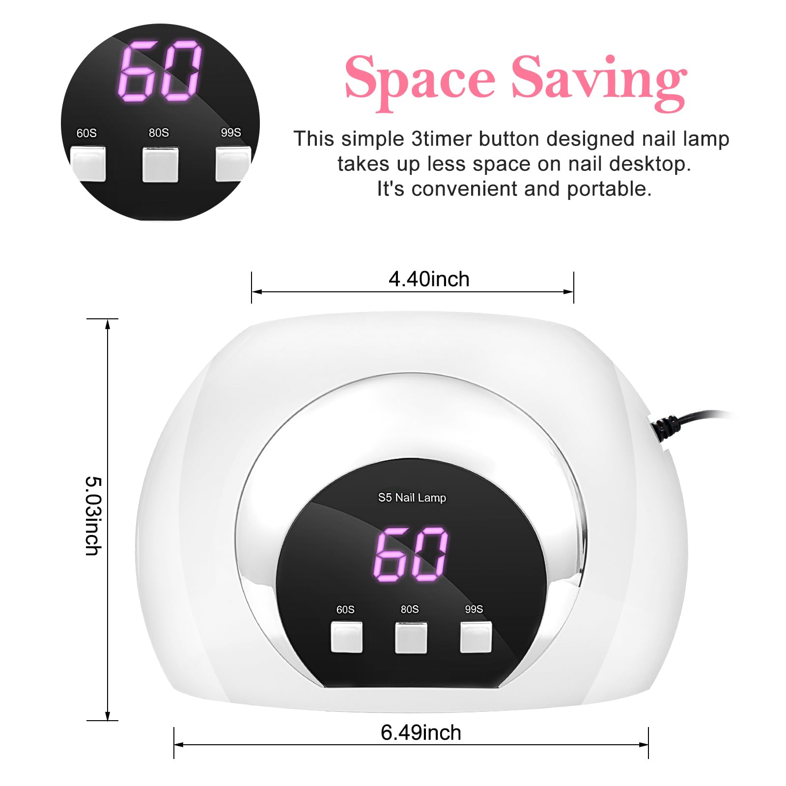 Wisdompark UV LED Nail Lamp portable design ideal for travel and home use.