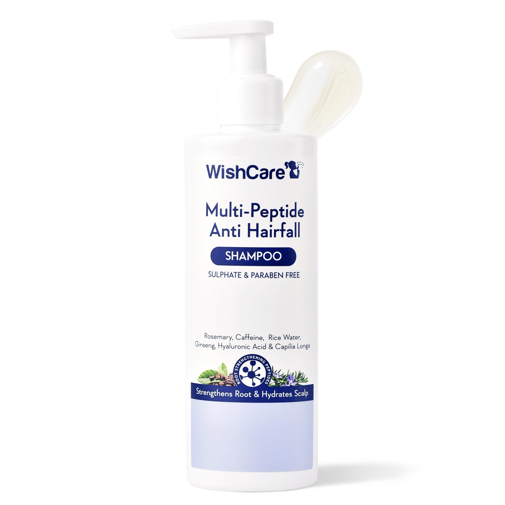 WishCare Multi Peptide Anti Hairfall Shampoo bottle shown for scalp care and routine use