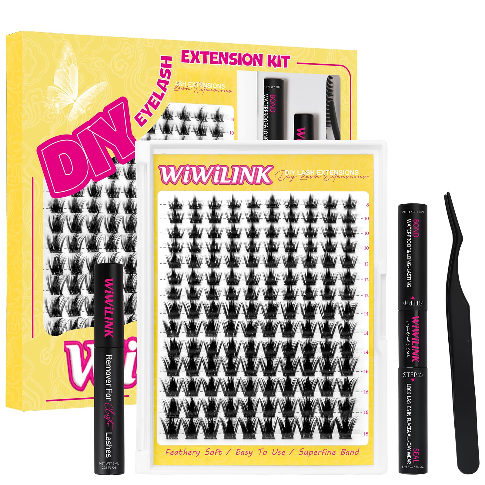 WiWiLINK California Sunset Kit pack with premium soft lash clusters for all-day comfort