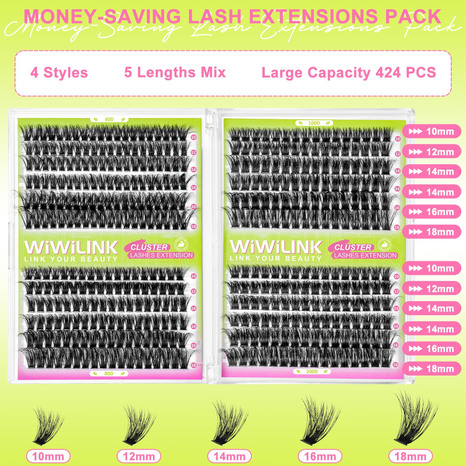 WiWiLINK D-curl lashes provide dramatic, fluttery visibility.