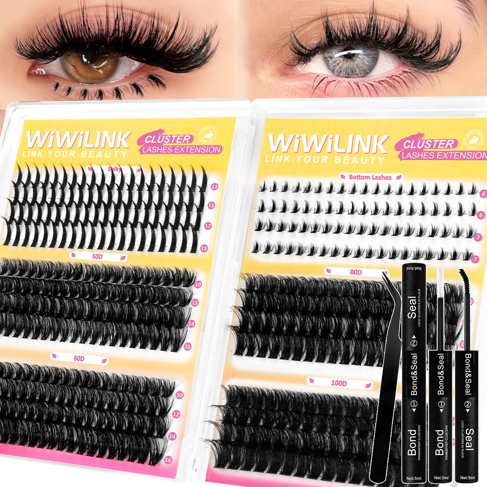 WiWiLINK Fluffy Lash Clusters Kit box view for DIY eyelash extensions.