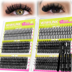 WiWiLINK lash clusters kit box with components for DIY extensions.