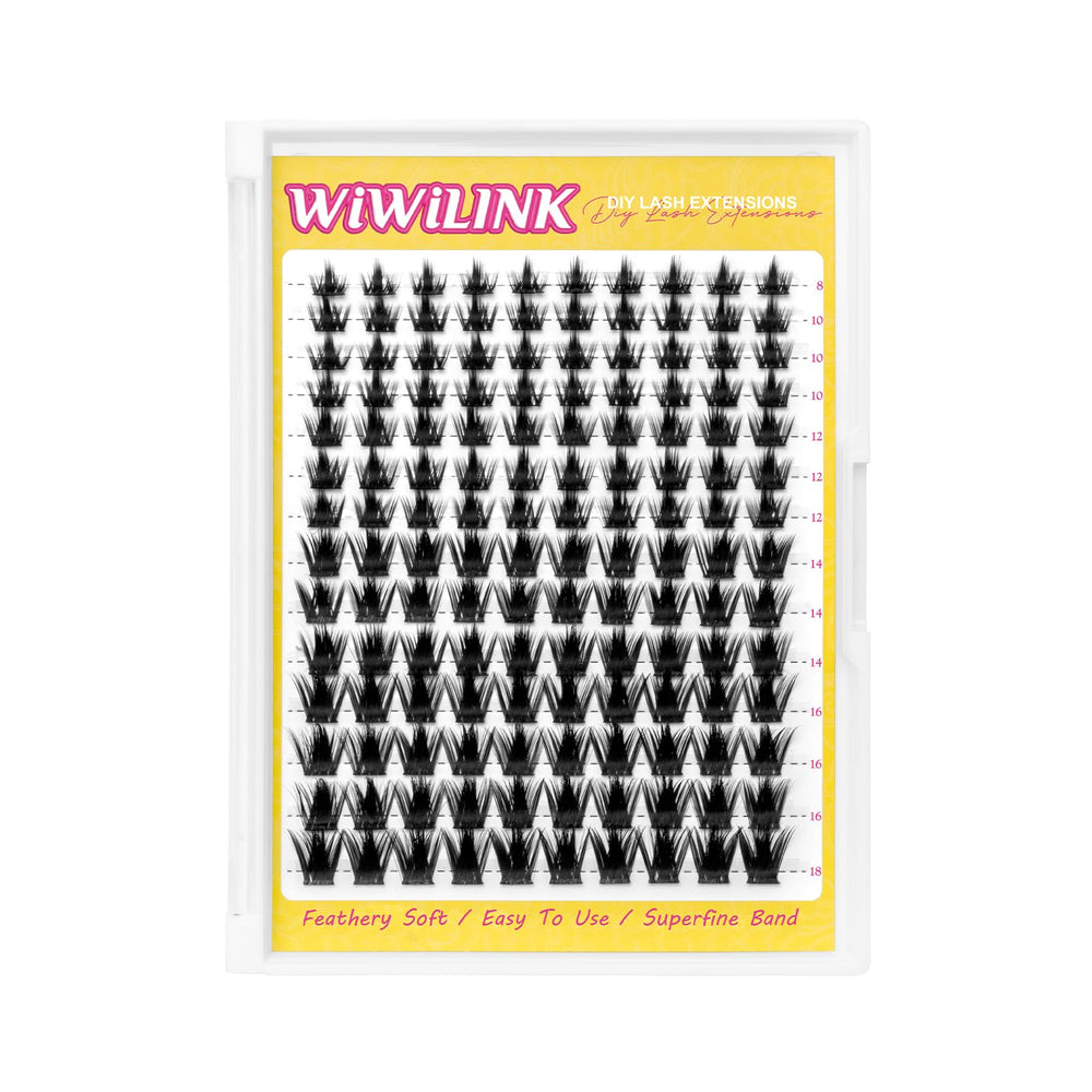 WiWiLINK manga lash clusters 8-18mm create natural flutter with lightweight comfort.