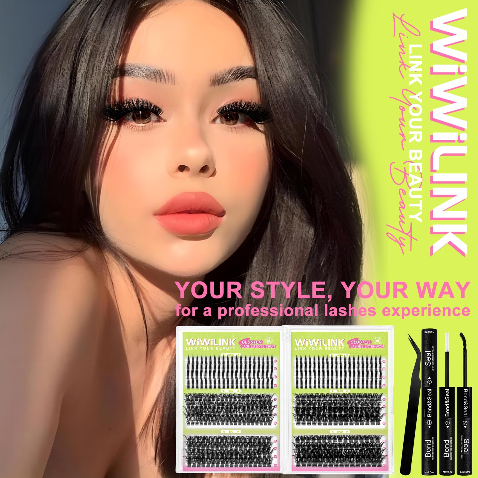 WiWiLINK reusable lash clusters for multiple wears.