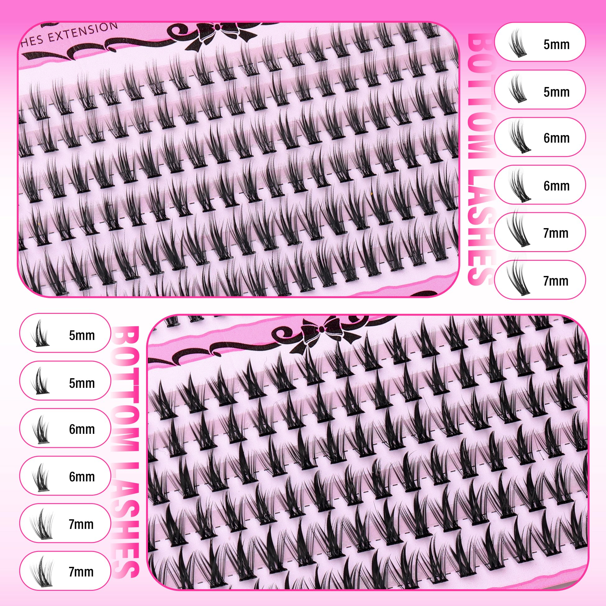wiwoseo bottom lashes collection on display, versatile styles for different eye shapes