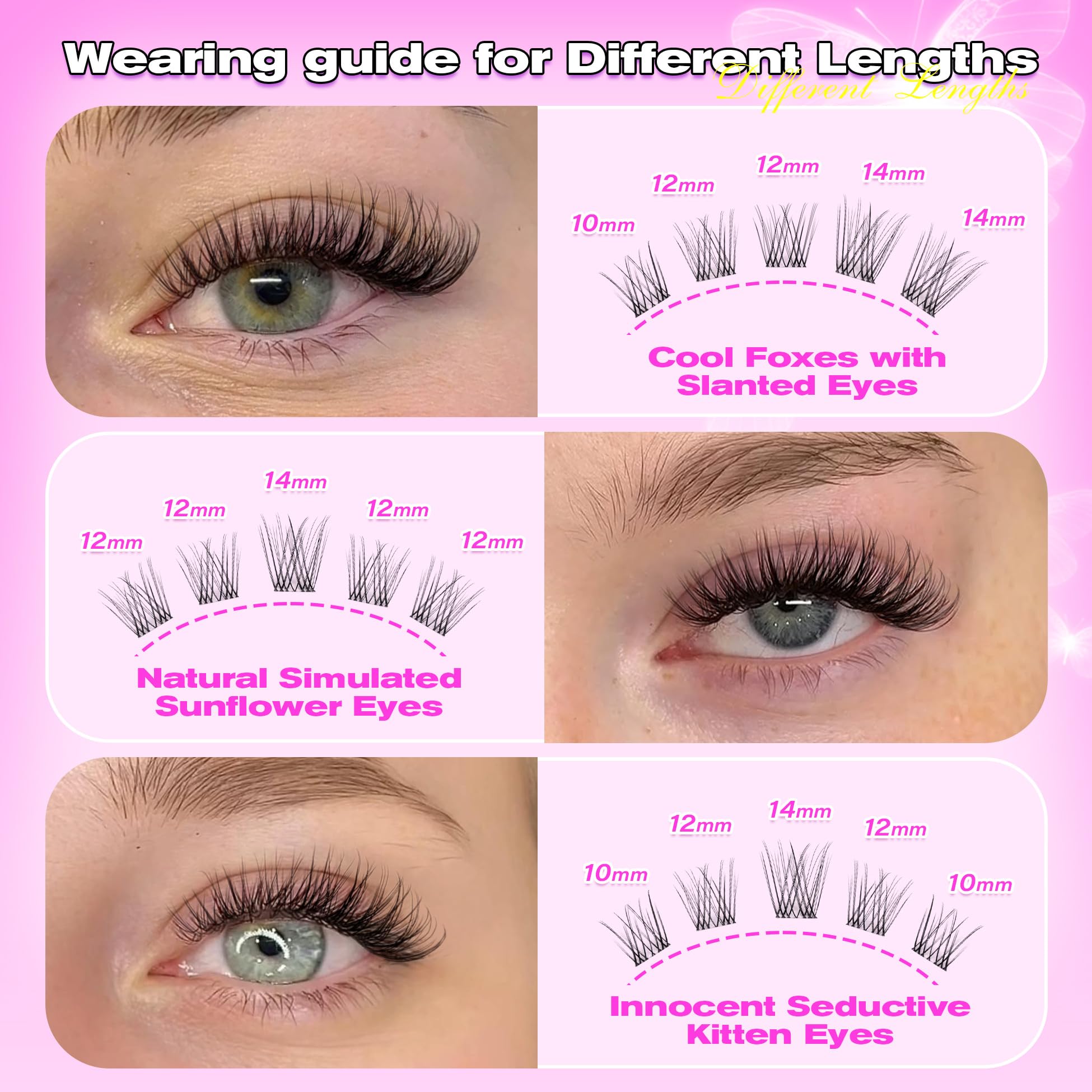 wiwoseo d curl lash clusters with soft band for comfort