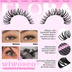 wiwoseo Flora Lash Clusters D-curly lift for subtle volume