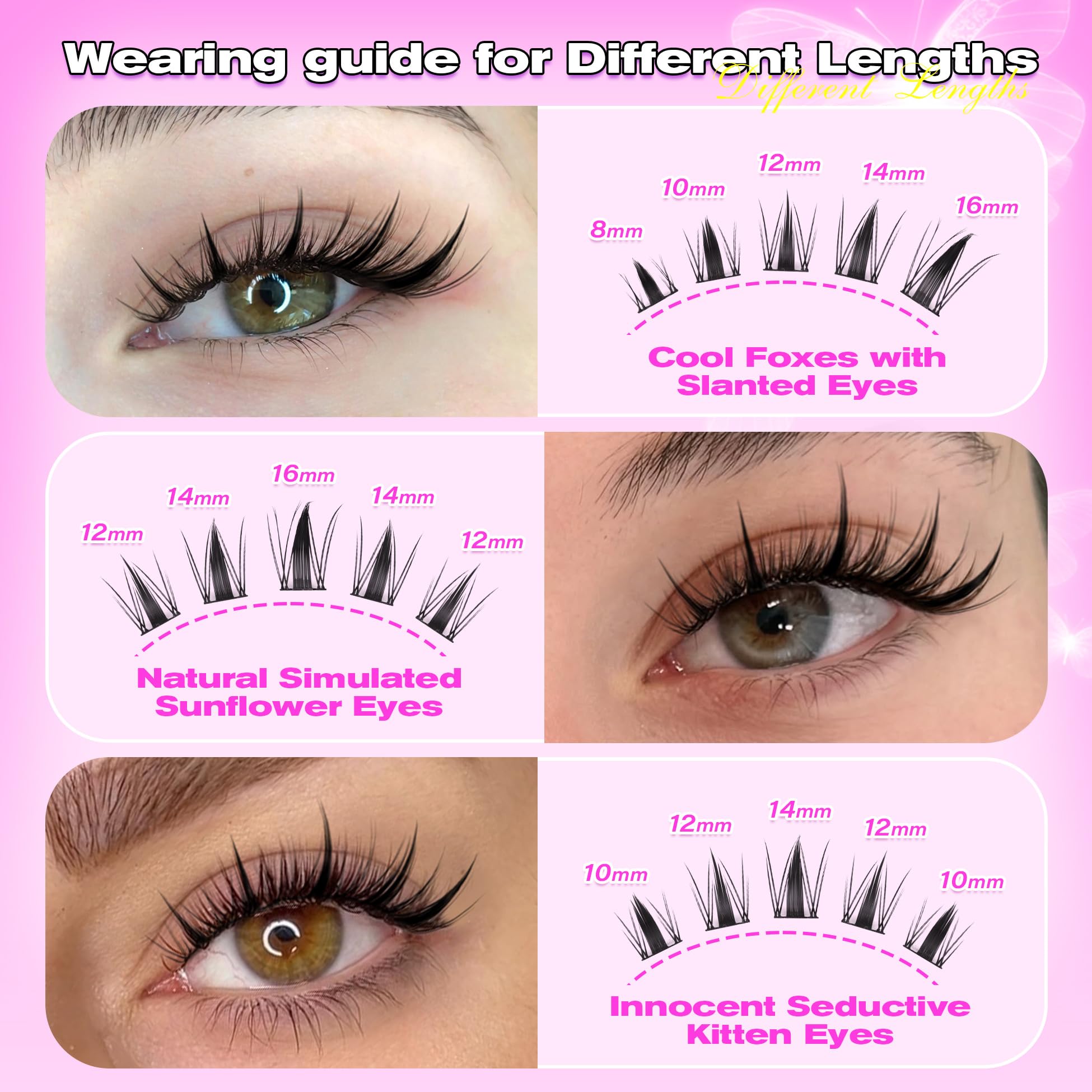 wiwoseo natural-look fairy lash clusters for everyday wear