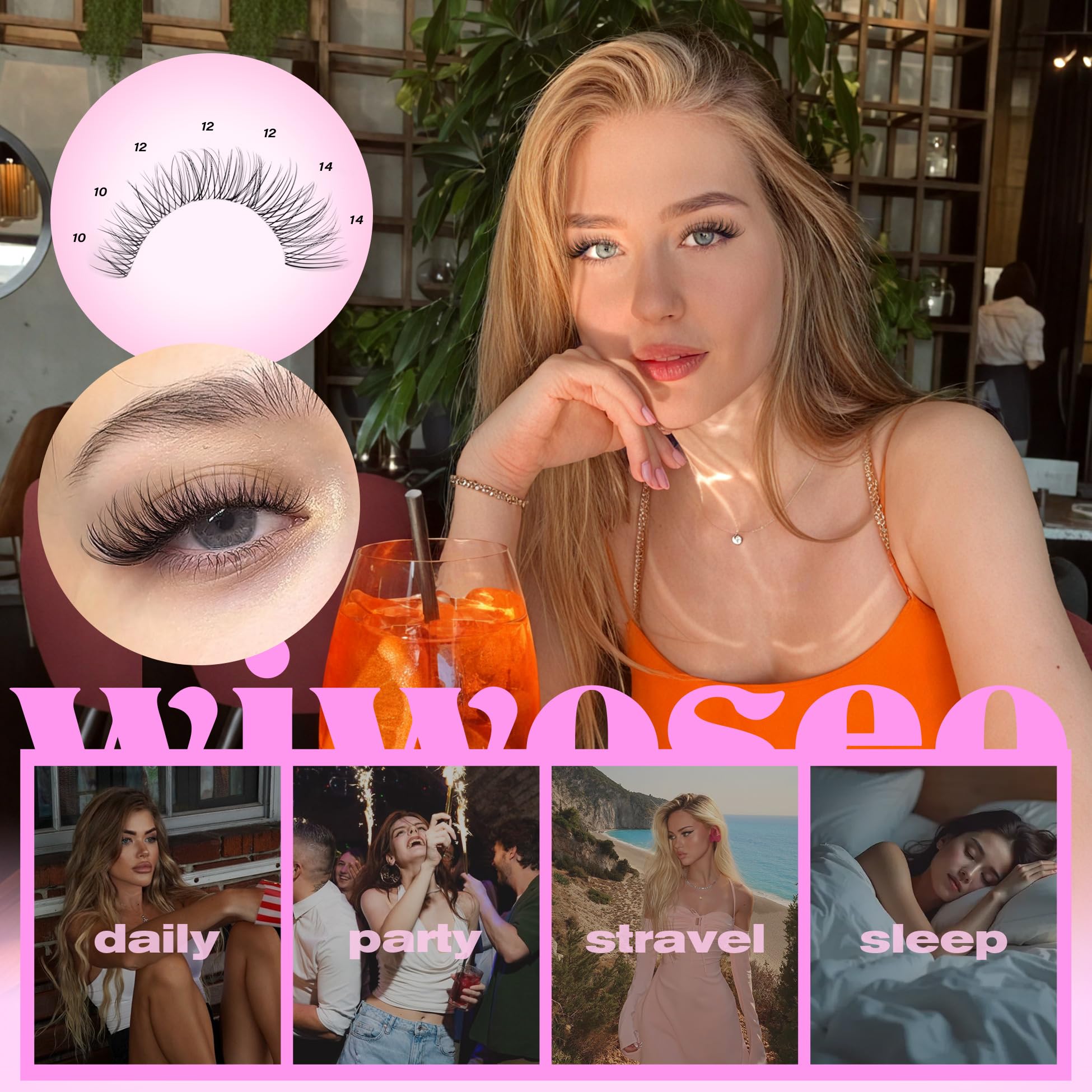 wiwoseo wispy lash extensions 10-14mm soft, natural fringe