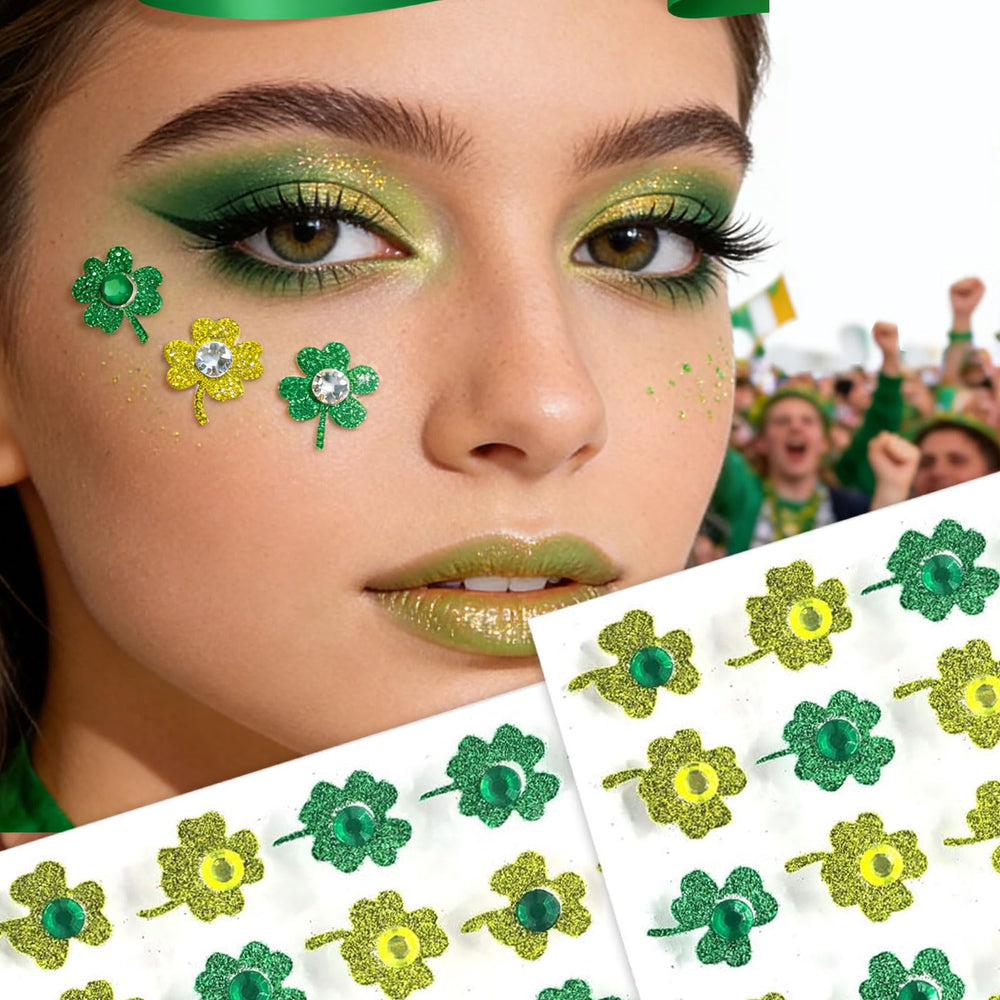 WIWUFUE St Patrick's Day gems for face and body add green and gold sparkle