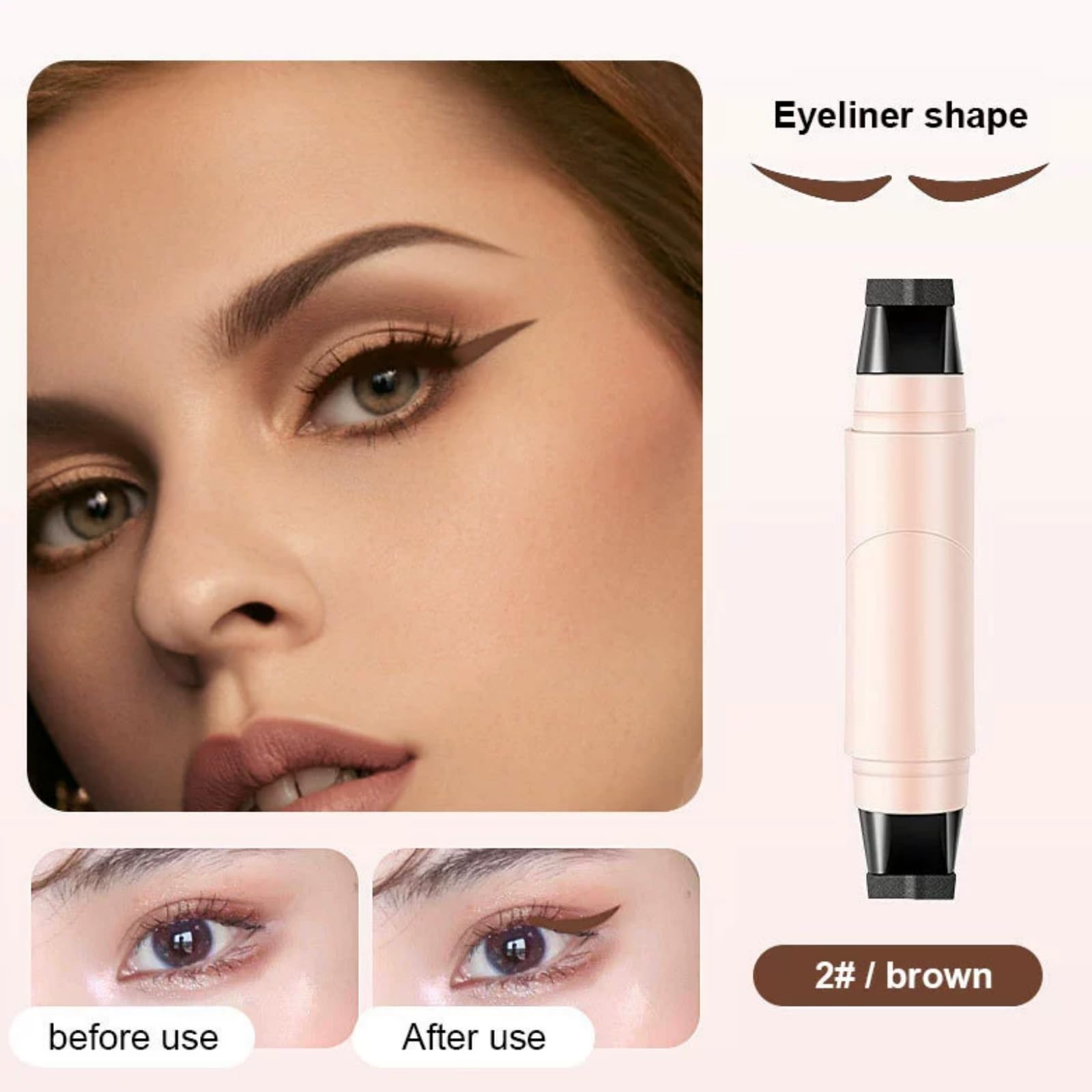 WJSFDLY eyeliner stamp applied on eye for precise wing definition