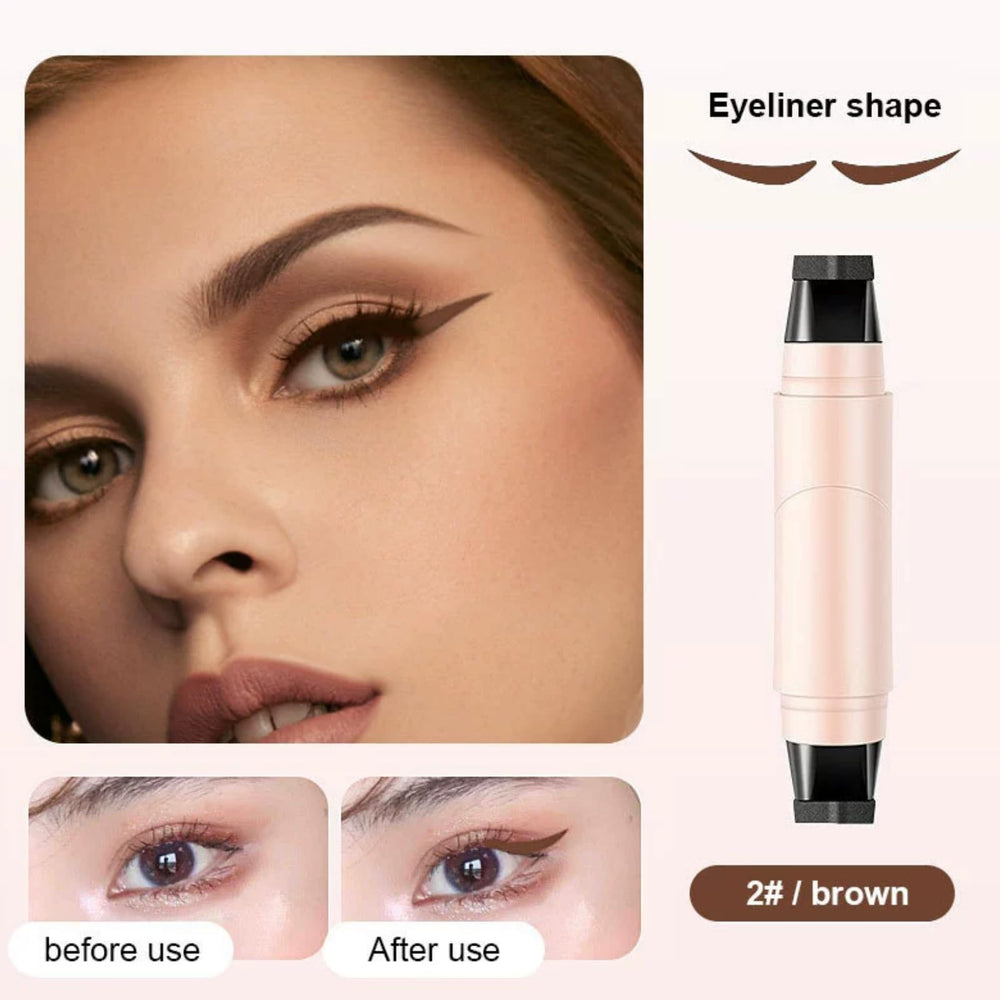 WJSFDLY eyeliner stamp applied on eye for precise wing definition