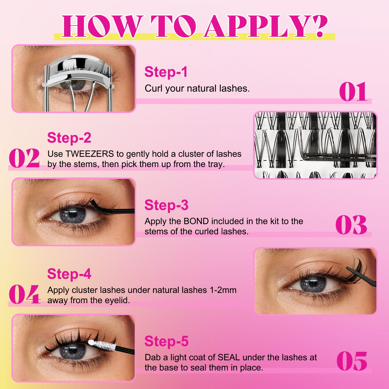WLFRHD D-Curl lash clusters collection emphasizes fuller, defined eye contours.