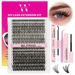 WLFRHD lash clusters kit with 320 D-curl clusters for quick, salon-like at-home lashes.
