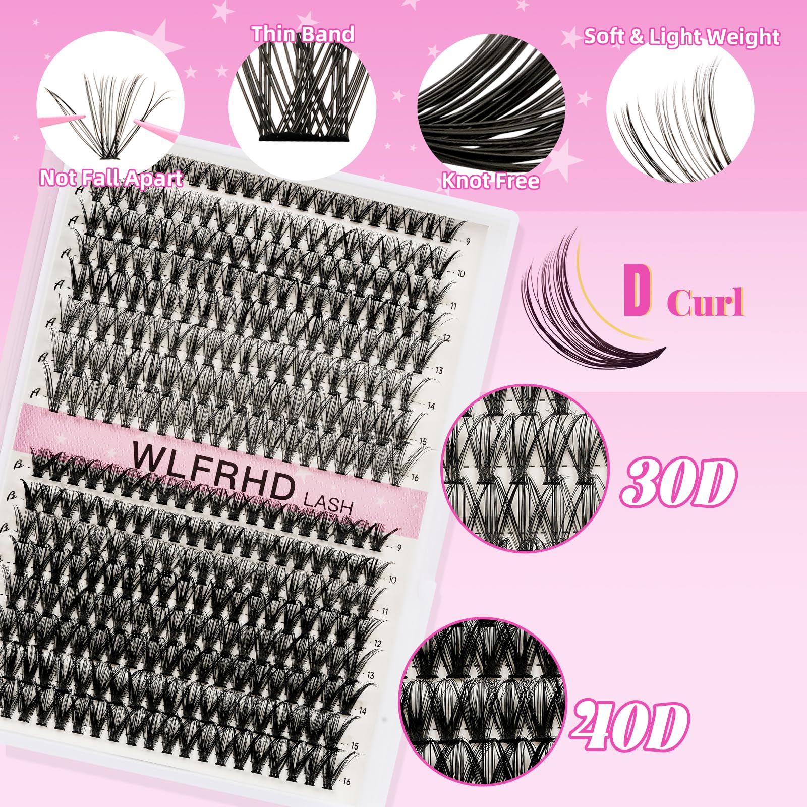 WLFRHD precision tweezers help accurate placement of lash clusters.