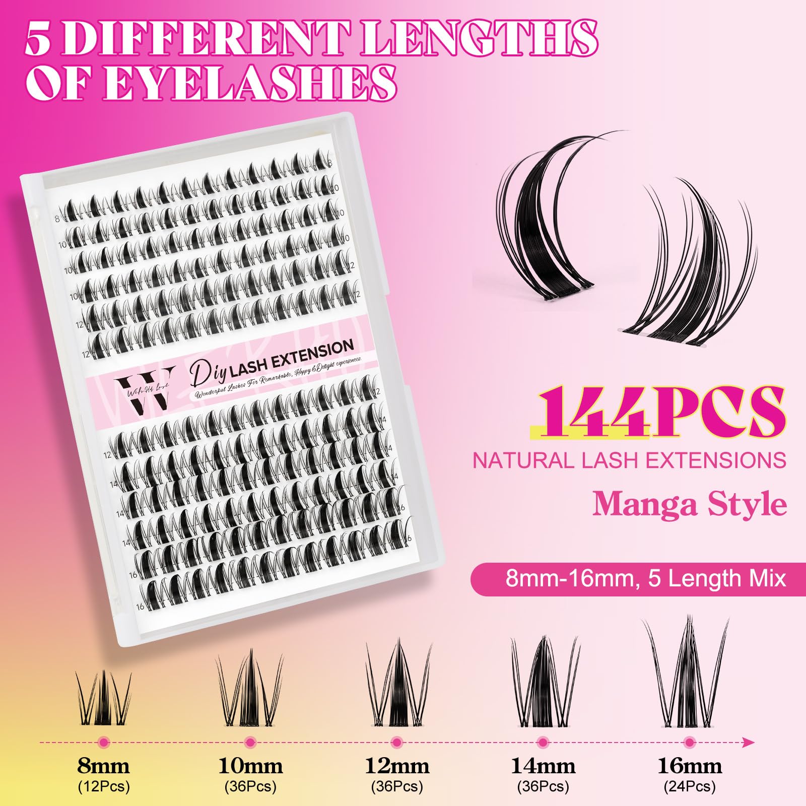 WLFRHD Manga Lash Clusters Tweezers enable precise placement for tidy lash application.