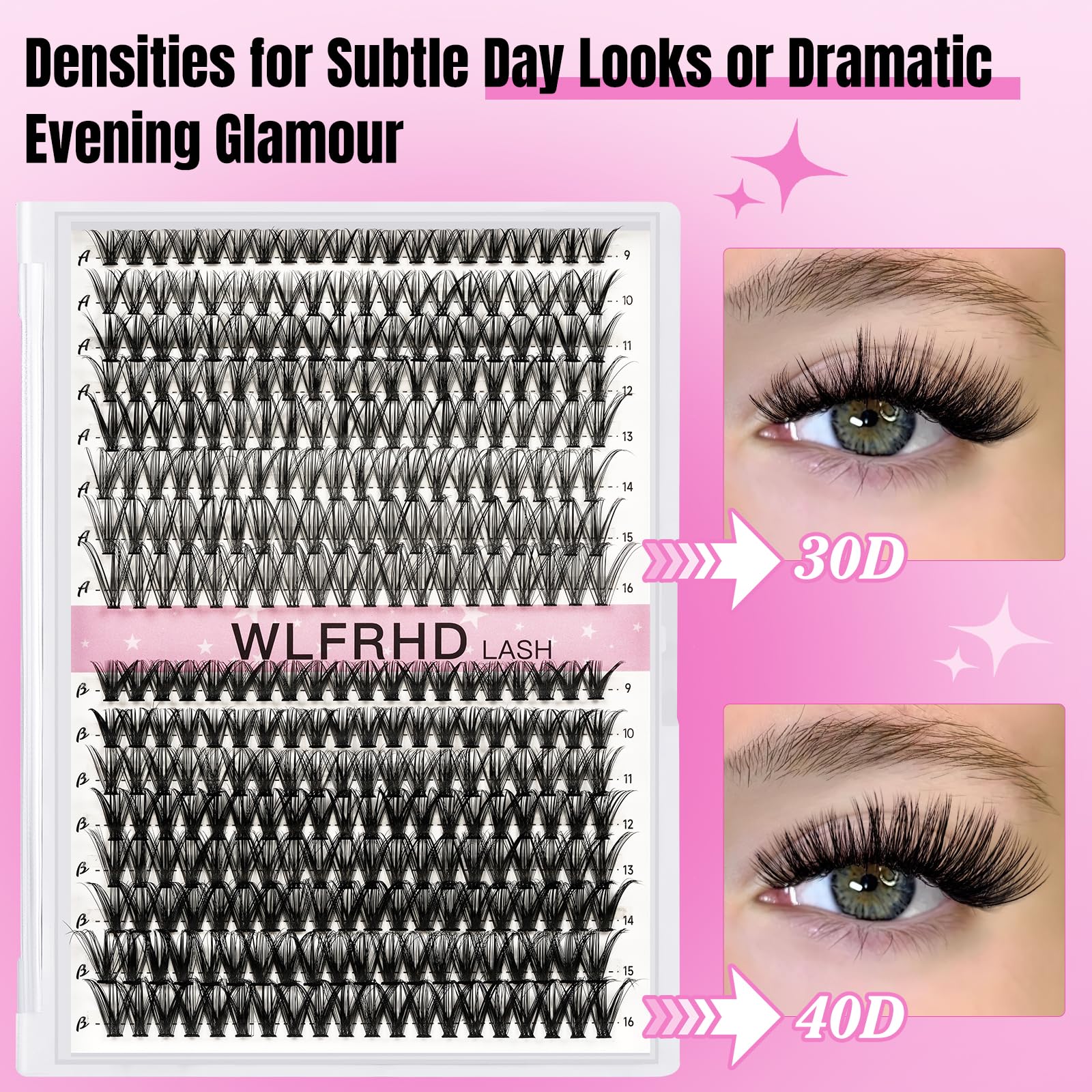 WLFRHD natural wispy lash clusters create effortless, light-weight elegance.