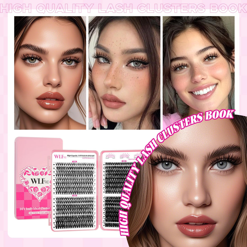 WLFRHD WLF Lash Clusters Kit 30D-60D lashes for natural to dramatic looks.