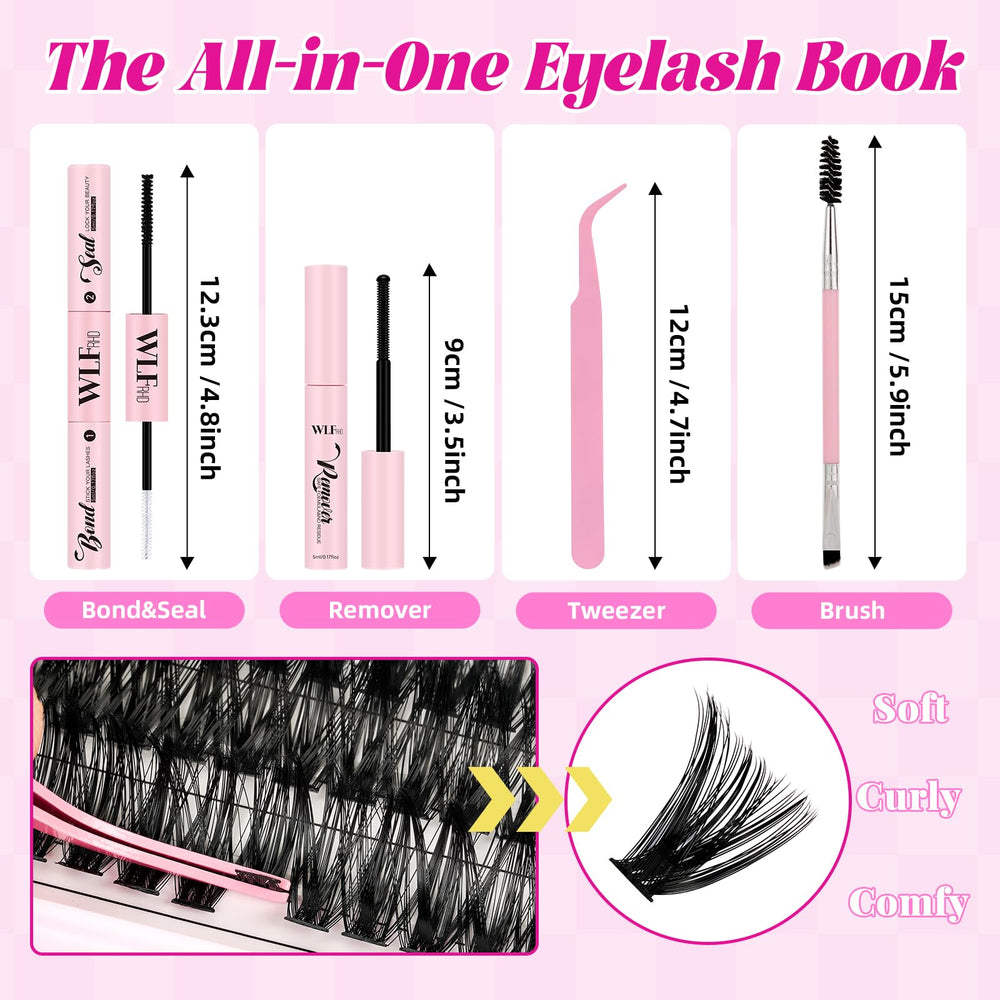 WLFRHD WLF Lash Clusters Kit mini tweezers for precise placement.