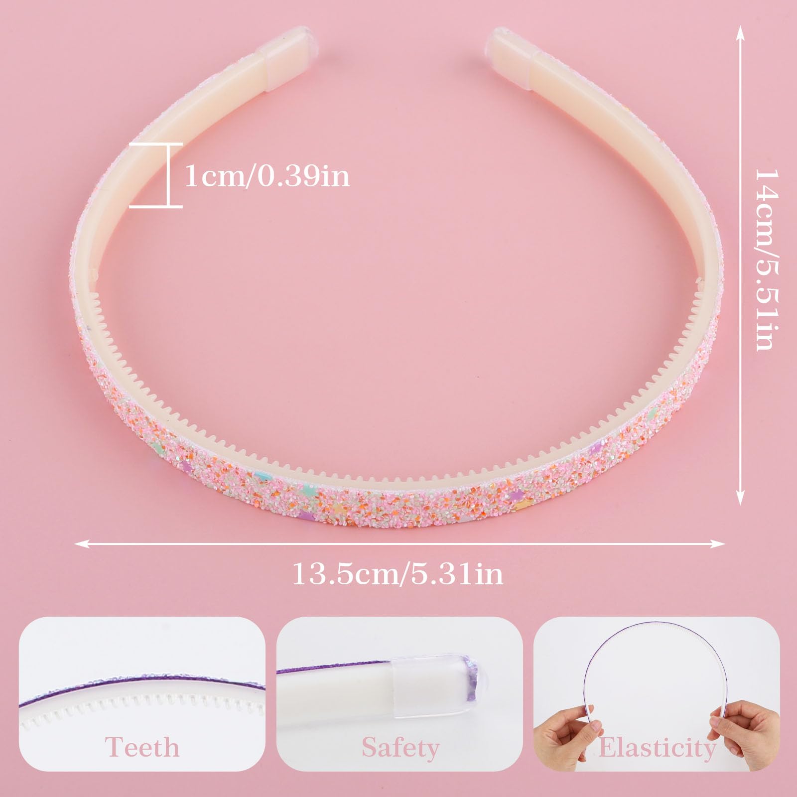 Diadema WLLHYF antideslizante con dientes para cabello seguro