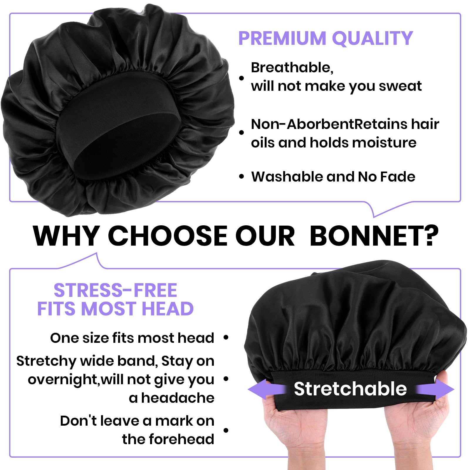 WLLHYF sleep cap protects hair by reducing friction and dryness