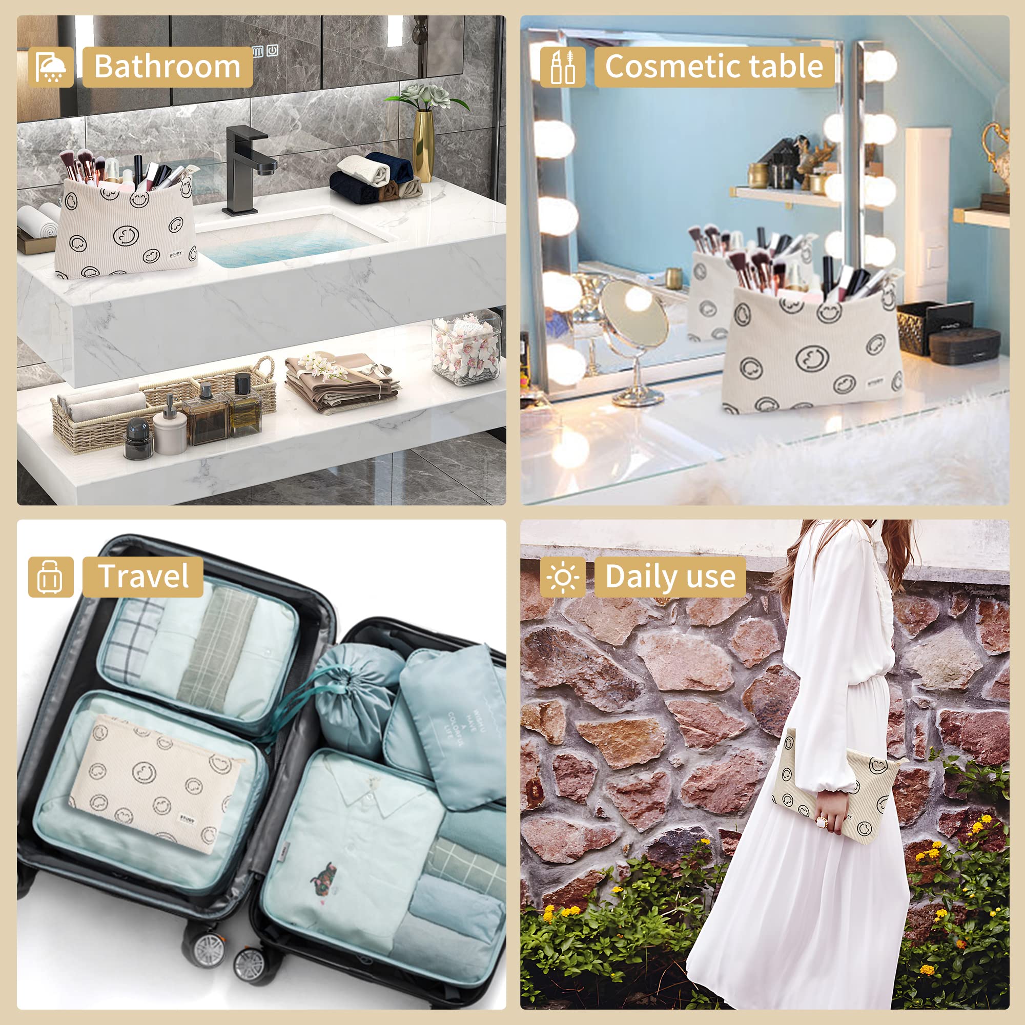WLLWOO two-piece set offers versatile storage for makeup, toiletries, or stationery.
