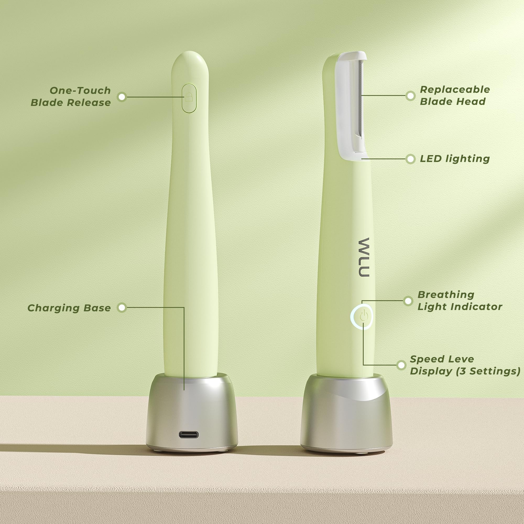 WLU Dermaplane Razor built-in safety lock maintains hygiene.