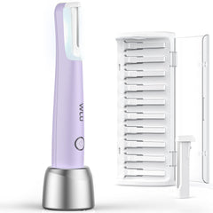 WLU Dermaplane Razor purple front view for gentle peach fuzz removal