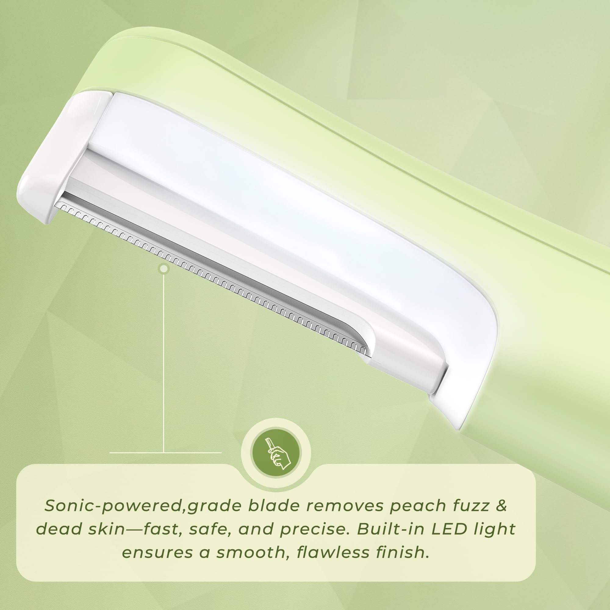WLU Dermaplane Razor sonic movements exfoliate gently.