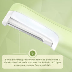 WLU Dermaplane Razor sonic movements exfoliate gently.