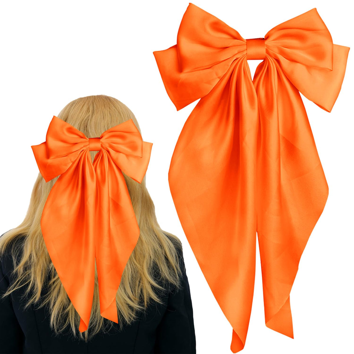 Lazo-seda-naranja de Wmbzxh Pufandor, ideal para un look elegante diario.