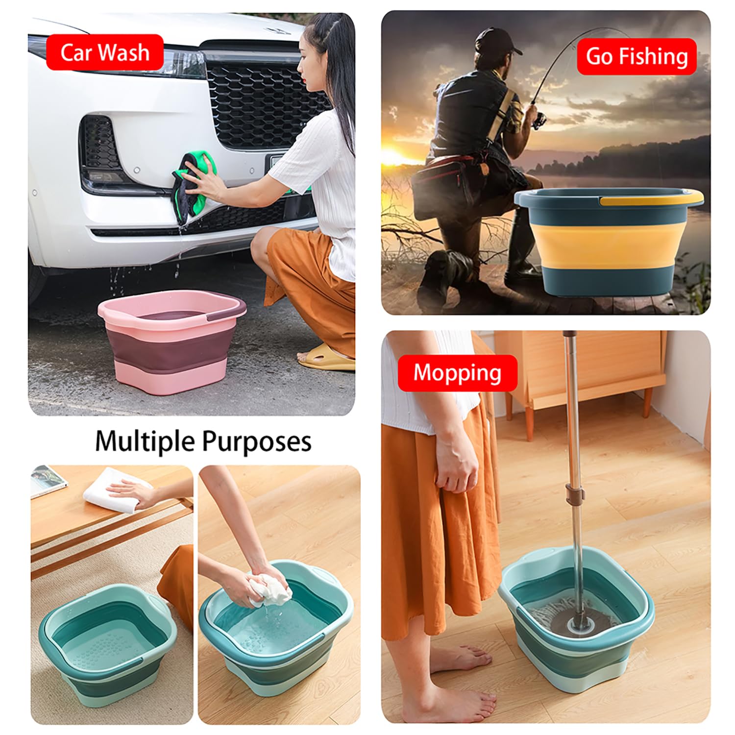 WMHYLYH collapsible basin in use for soaking and cleaning feet.