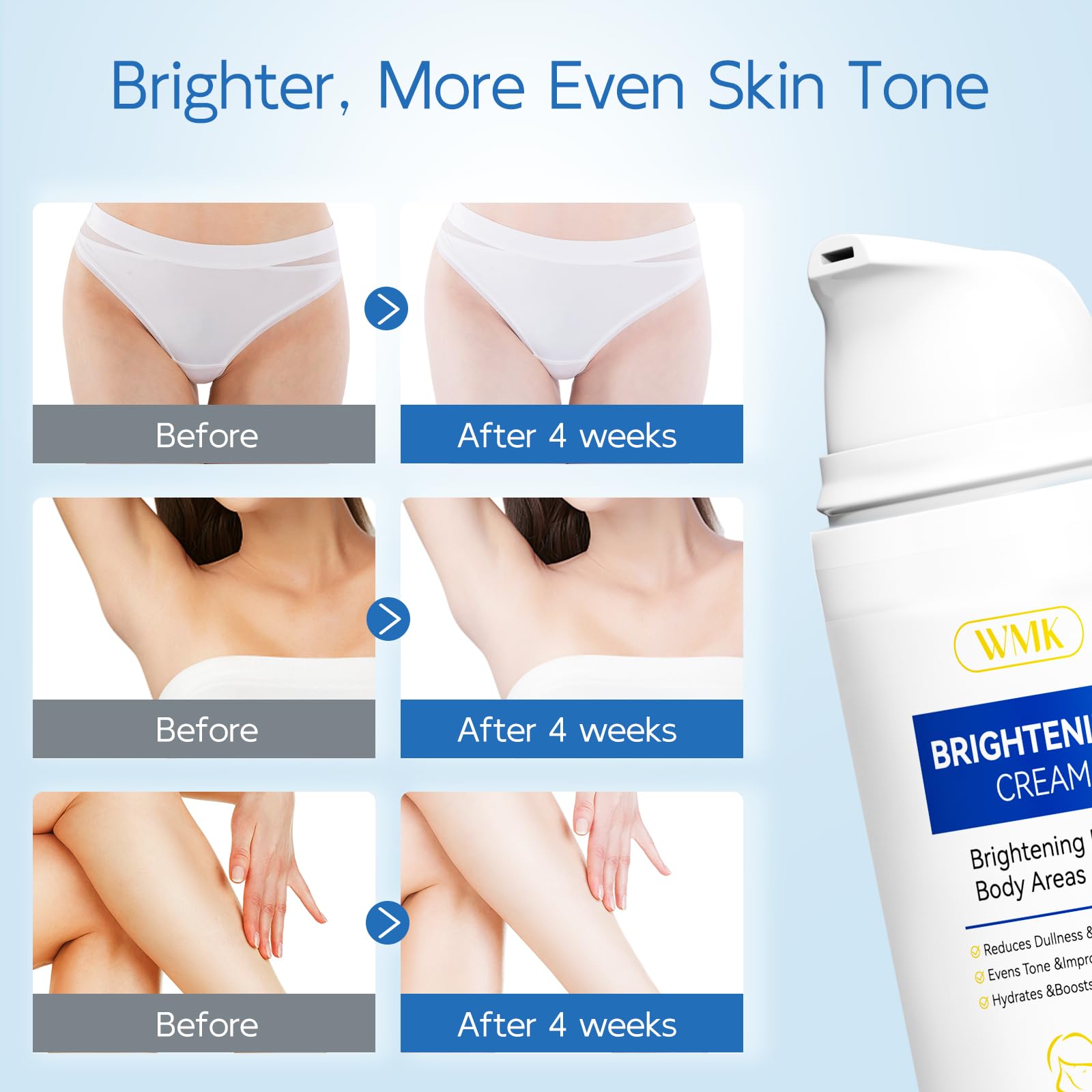 WMK crema aclaradora para rodillas suaviza manchas y tono