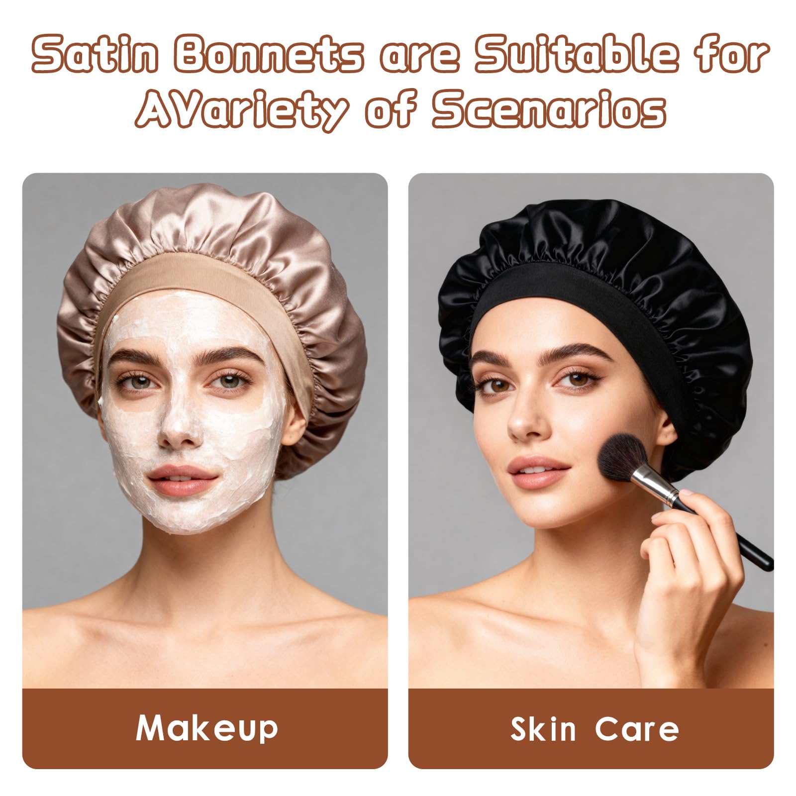 Bonete satinado para diferentes tipos de cabello de mujer, como rizado o largo