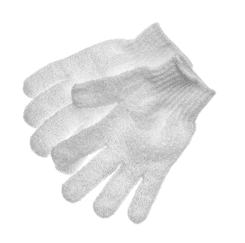 Guantes exfoliantes WMM en rutina de ducha para piel suave tras el lavado