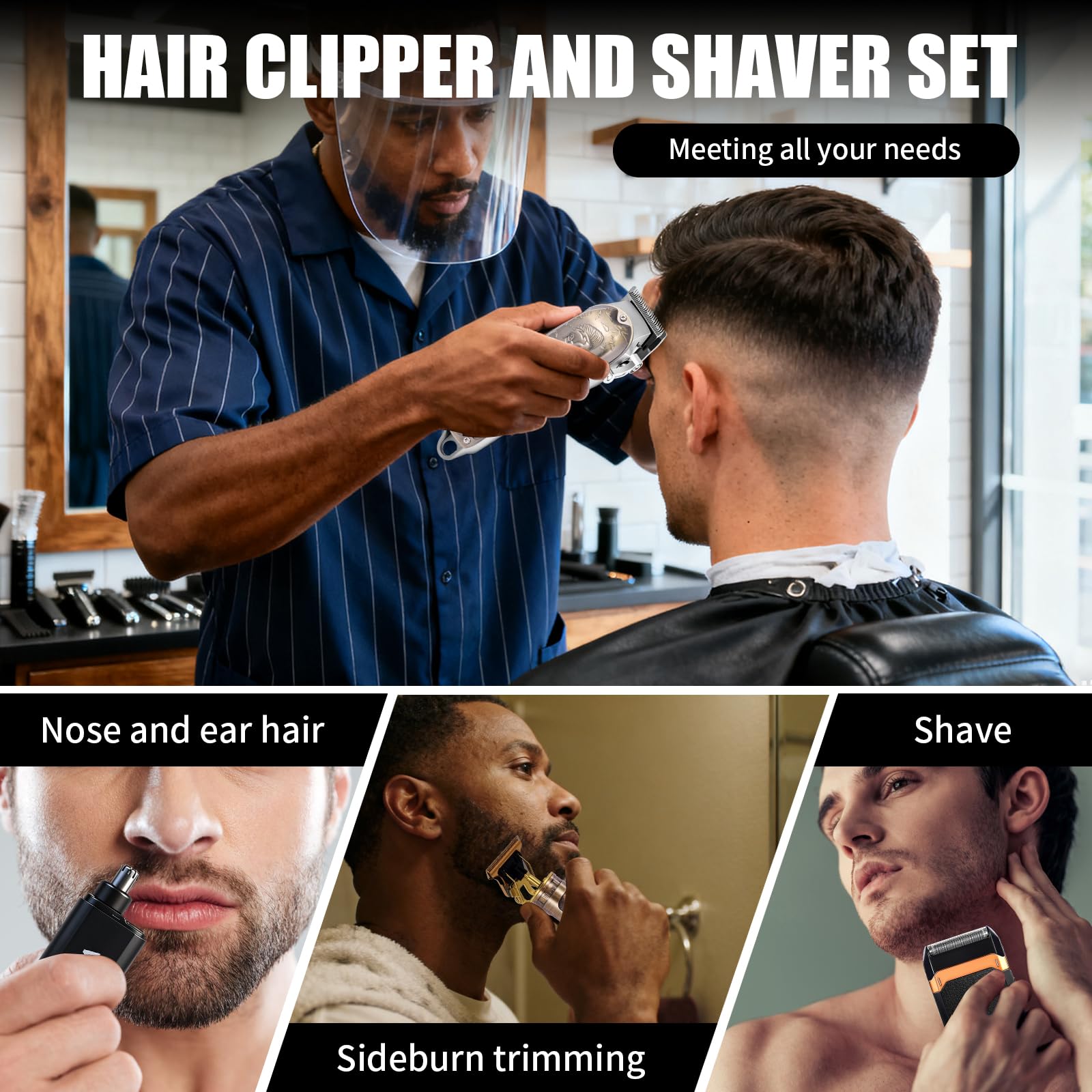 WMZR adjustable combs for beard trimming across multiple precise lengths.