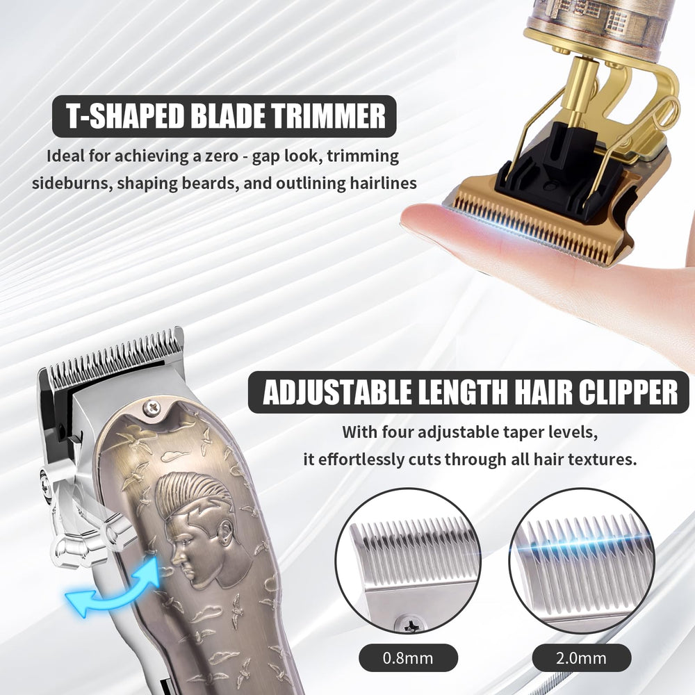 WMZR T-shaped sideburn trimmer with adjustable comb for clean edge lines.