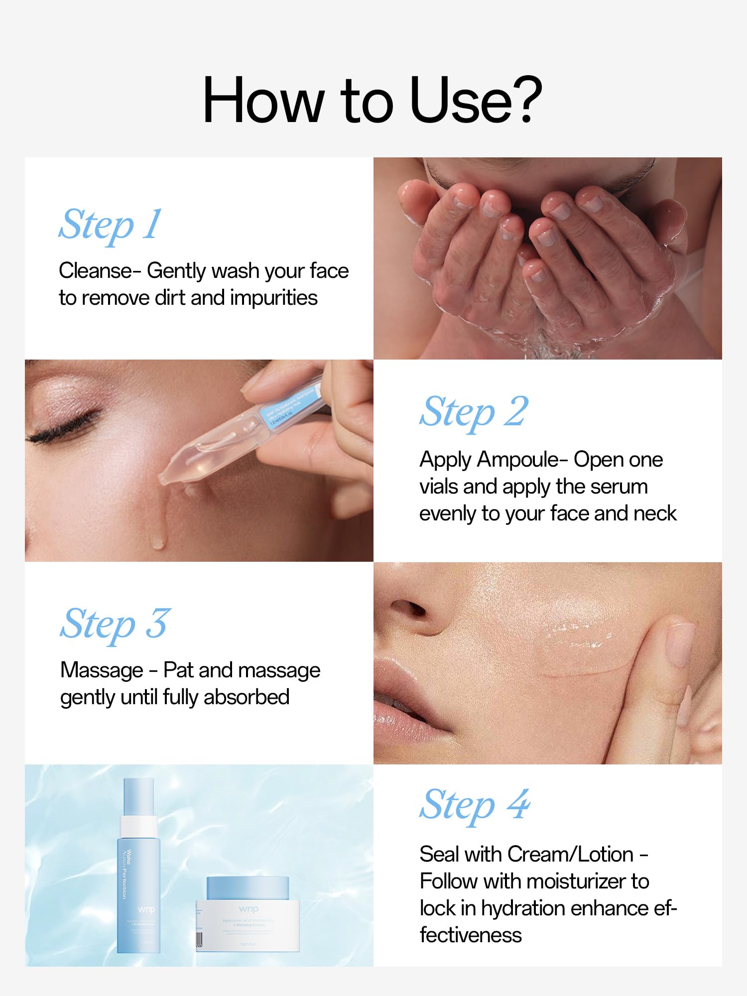 WNP serum absorbs quickly into skin after application
