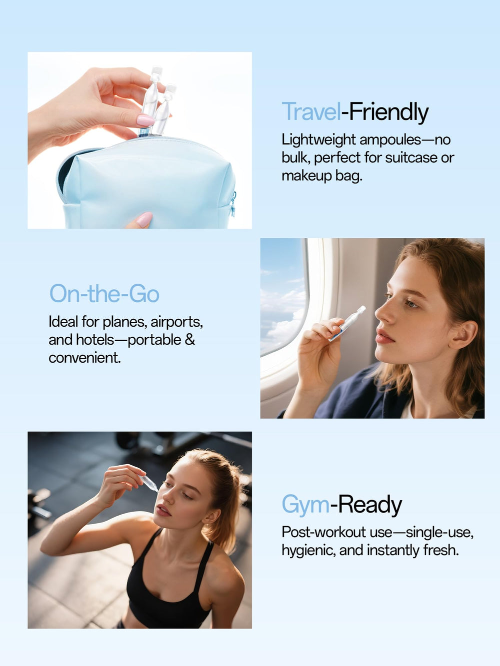 Rutina previa al maquillaje con el Sérum WNP 3% hidrata y prepara la piel.