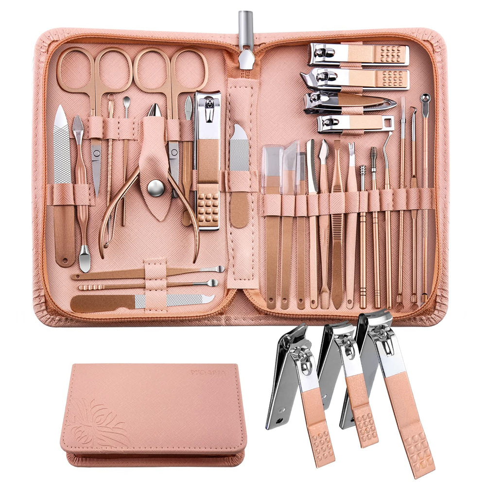 WOAMA manicure set 30in1 in case open for complete home grooming.