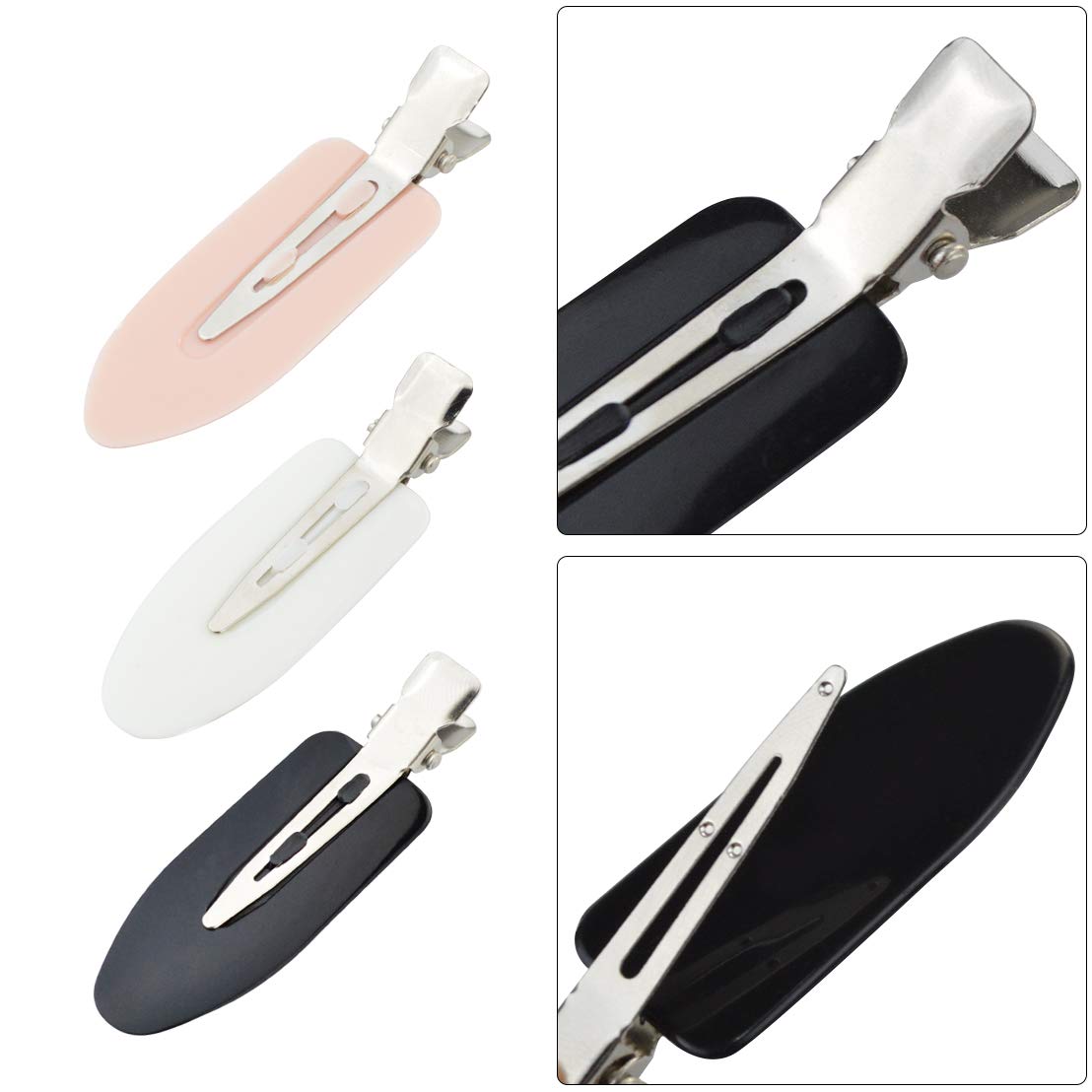 Wobe 24-piece pink no-bend clip protects hairstyle and bangs during styling.