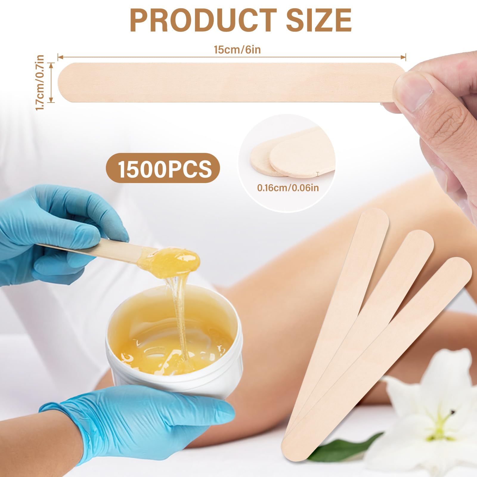 WoBiogHo 6-inch wooden waxing stick ready for waxing
